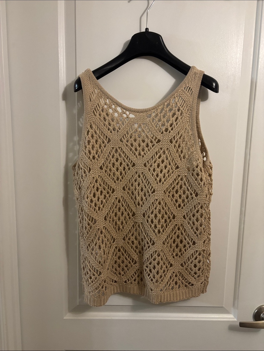 Women’s Crochet Tank Top in Beige - Picture 2 of 3